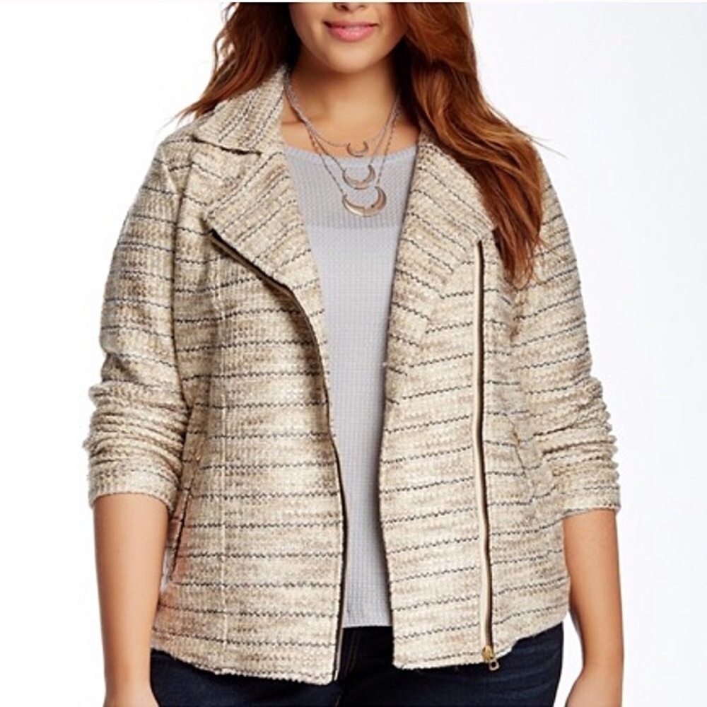 🆕 Lucky Brand knit moto sweater jacket siz…